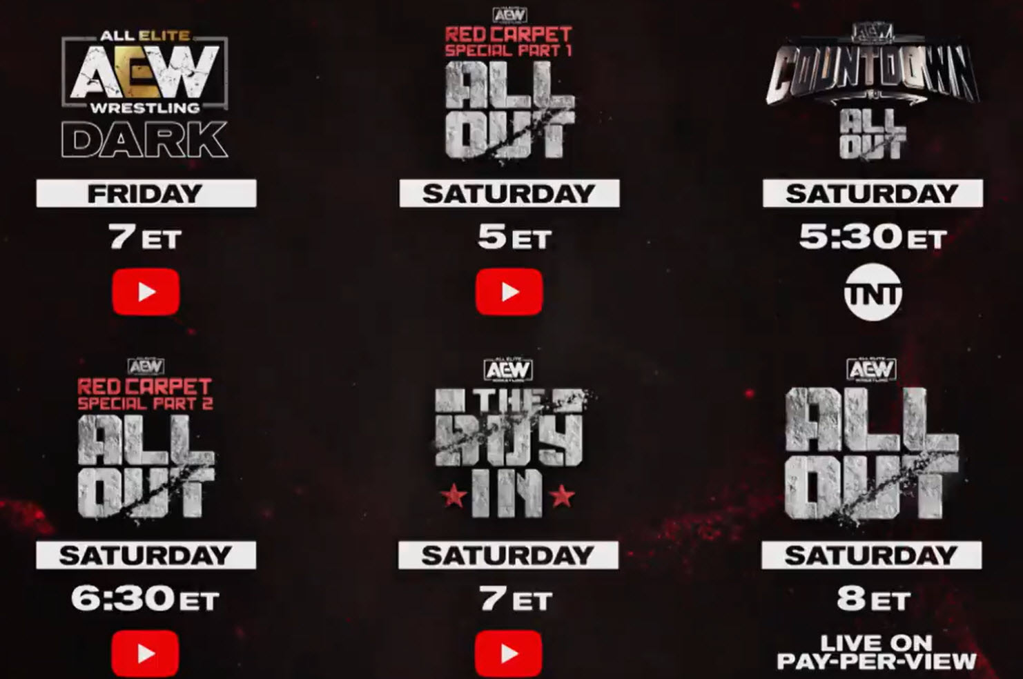 AEW’s All Out Weekend TV Schedule, Friday & Saturday Nights